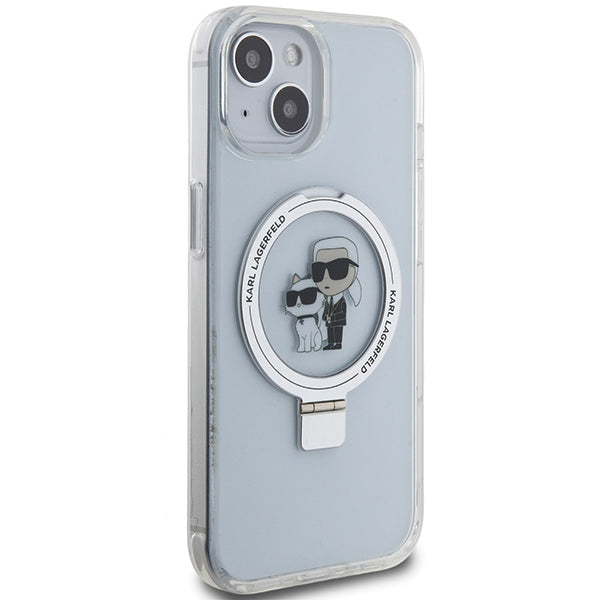MagSafe Case for Apple iPhone 14, Karl Lagerfeld, Ring Stand Karl & Choupette, White
