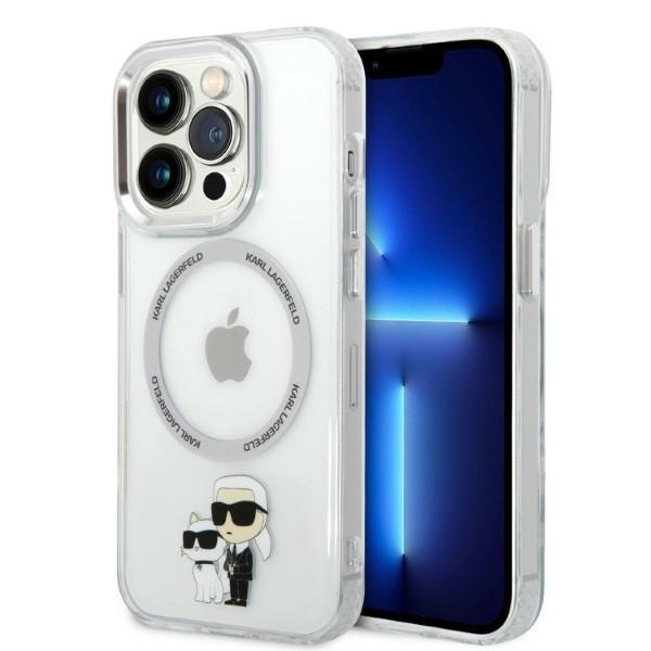 Pouzdro MagSafe pro Apple iPhone 14 Pro, Karl Lagerfeld, Ikonik Karl & Choupette, Průhledné