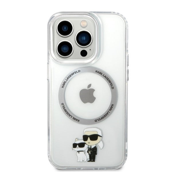 Pouzdro MagSafe pro Apple iPhone 14 Pro, Karl Lagerfeld, Ikonik Karl & Choupette, Průhledné