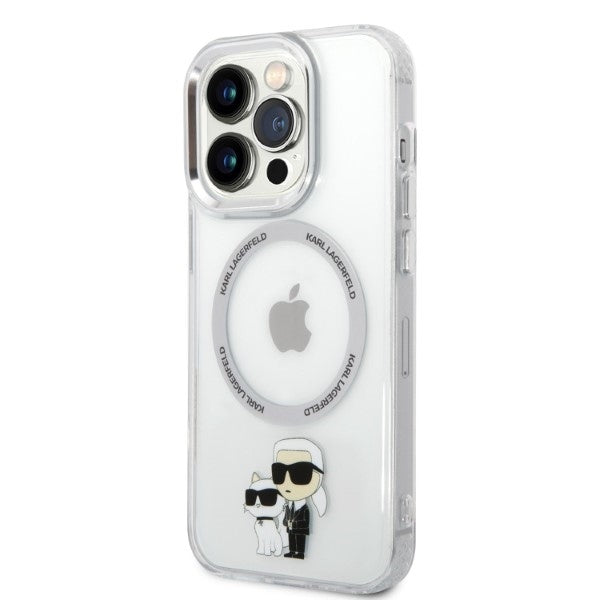 Pouzdro MagSafe pro Apple iPhone 14 Pro, Karl Lagerfeld, Ikonik Karl & Choupette, Průhledné