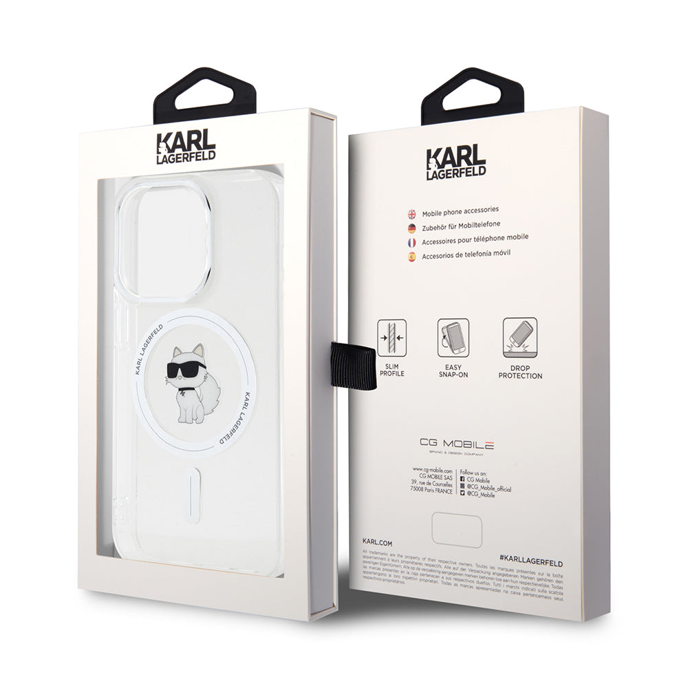 Pouzdro MagSafe pro Apple iPhone 14 Pro, Karl Lagerfeld, IML Choupette, Průhledné
