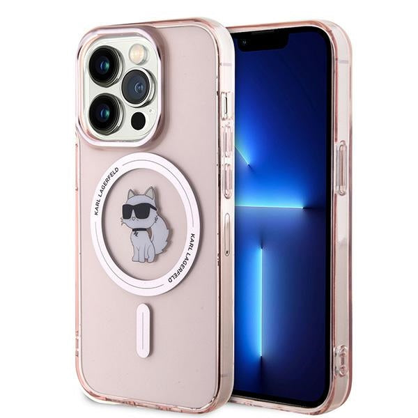 Pouzdro MagSafe pro Apple iPhone 14 Pro Max, Karl Lagerfeld, IML Choupette, Růžová