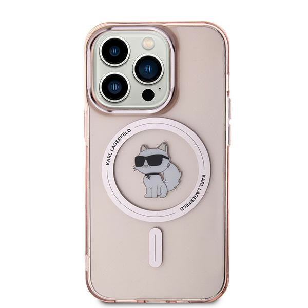 Pouzdro MagSafe pro Apple iPhone 14 Pro Max, Karl Lagerfeld, IML Choupette, Růžová