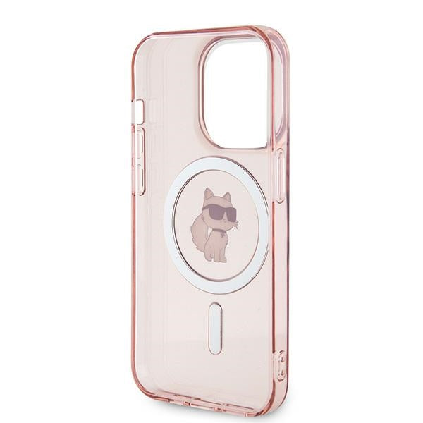 Pouzdro MagSafe pro Apple iPhone 14 Pro Max, Karl Lagerfeld, IML Choupette, Růžová