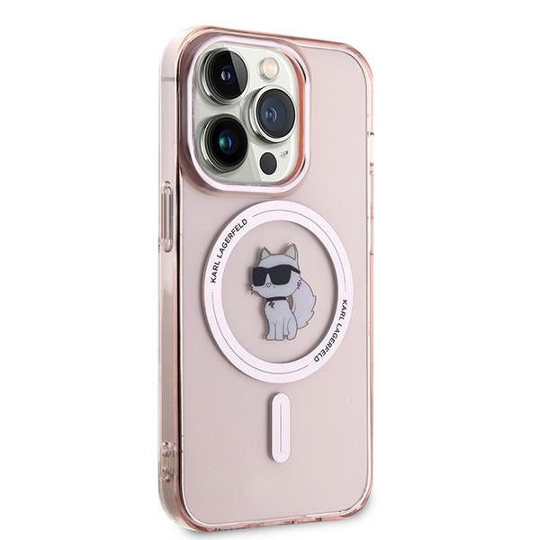 Pouzdro MagSafe pro Apple iPhone 14 Pro Max, Karl Lagerfeld, IML Choupette, Růžová