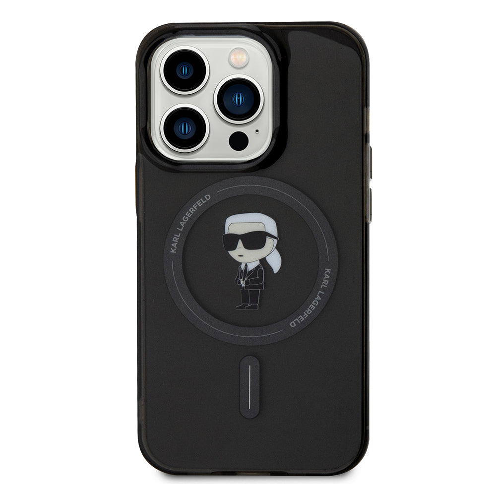 Pouzdro MagSafe pro Apple iPhone 14 Pro Max, Karl Lagerfeld, IML Ikonik Karl, Černá