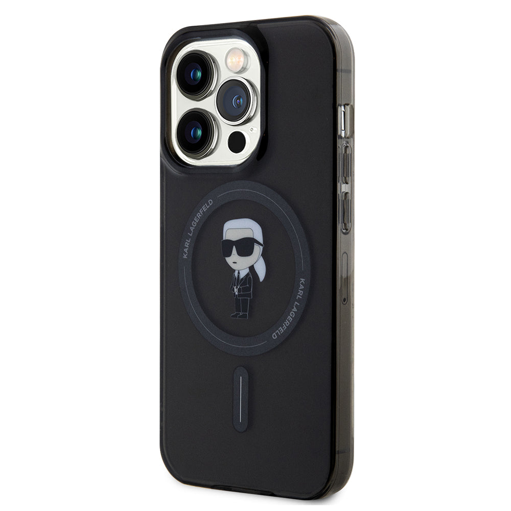 Pouzdro MagSafe pro Apple iPhone 14 Pro Max, Karl Lagerfeld, IML Ikonik Karl, Černá