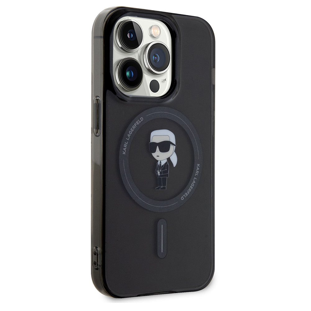 Pouzdro MagSafe pro Apple iPhone 14 Pro Max, Karl Lagerfeld, IML Ikonik Karl, Černá