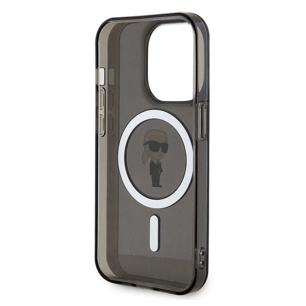 Pouzdro MagSafe pro Apple iPhone 14 Pro Max, Karl Lagerfeld, IML Ikonik Karl, Černá