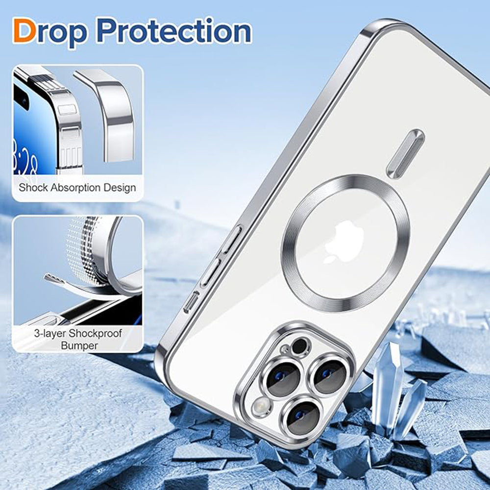 MagSafe pouzdro pro Apple iPhone 14 Pro Max, Techsuit, Luxury Crystal, Stříbrné