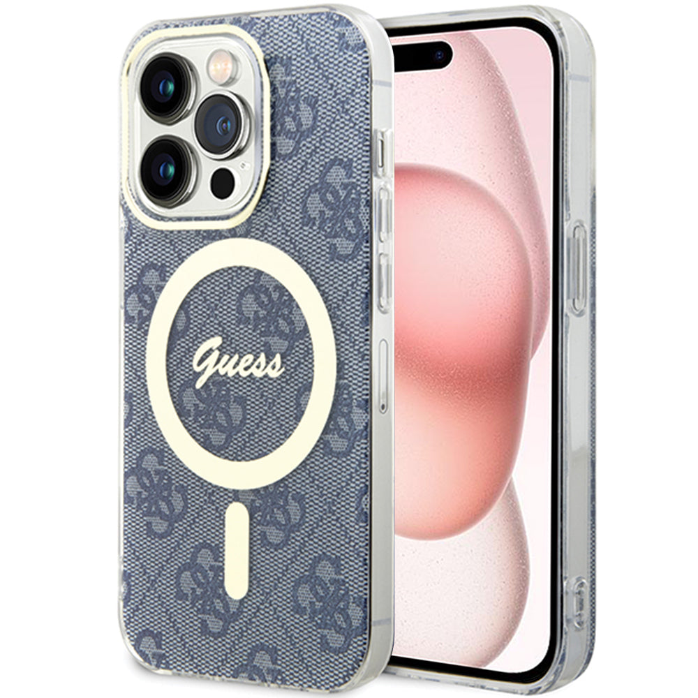 Pouzdro MagSafe pro Apple iPhone 15, Guess, IML 4G, Modrá