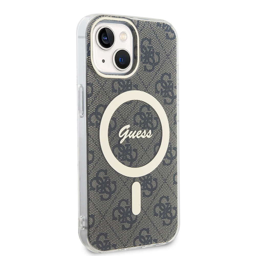 Pouzdro MagSafe pro Apple iPhone 15, Guess, IML 4G, Hnědá