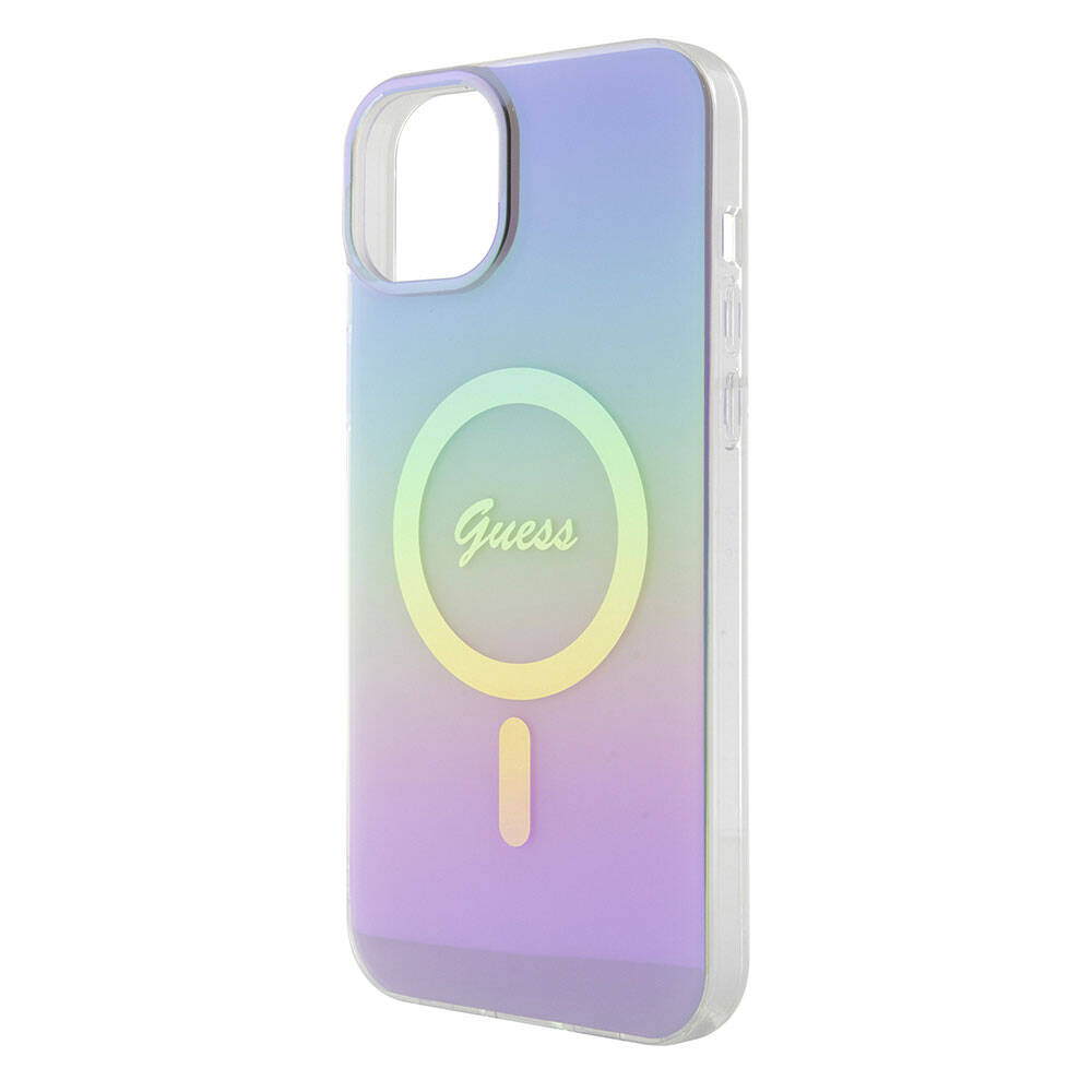 Pouzdro MagSafe pro Apple iPhone 15, Guess, IML Iridescent, Fialová
