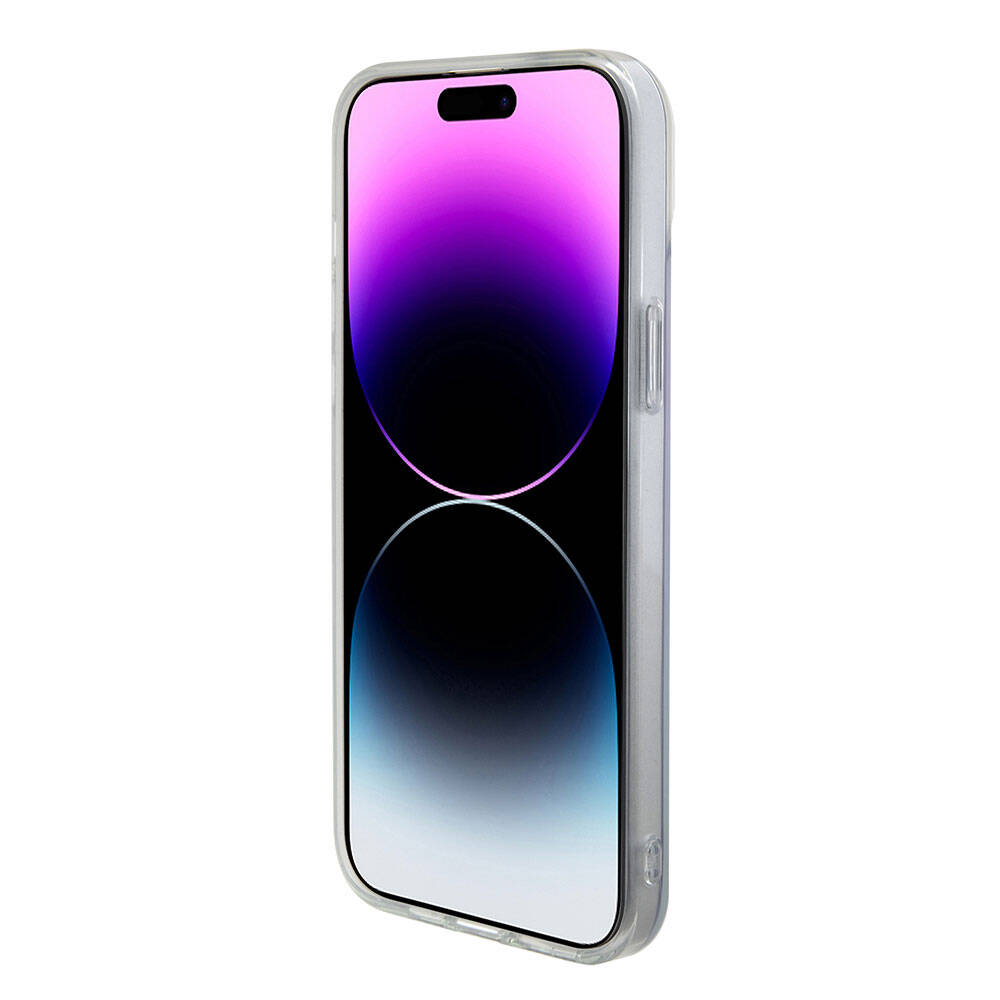 Pouzdro MagSafe pro Apple iPhone 15, Guess, IML Iridescent, Fialová