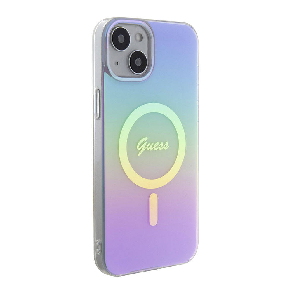Pouzdro MagSafe pro Apple iPhone 15, Guess, IML Iridescent, Fialová