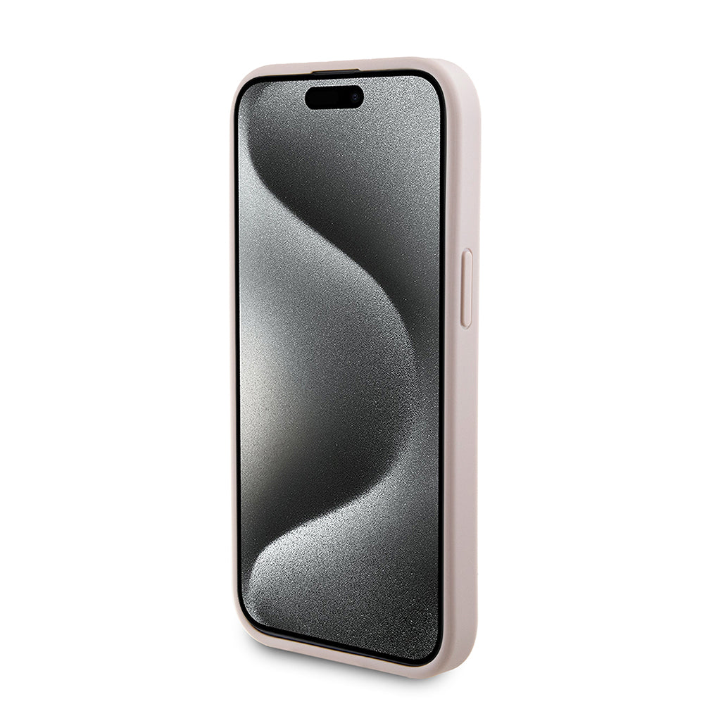 Pouzdro MagSafe pro Apple iPhone 15, Guess, Powerbank 4G Metal Logo, Růžové