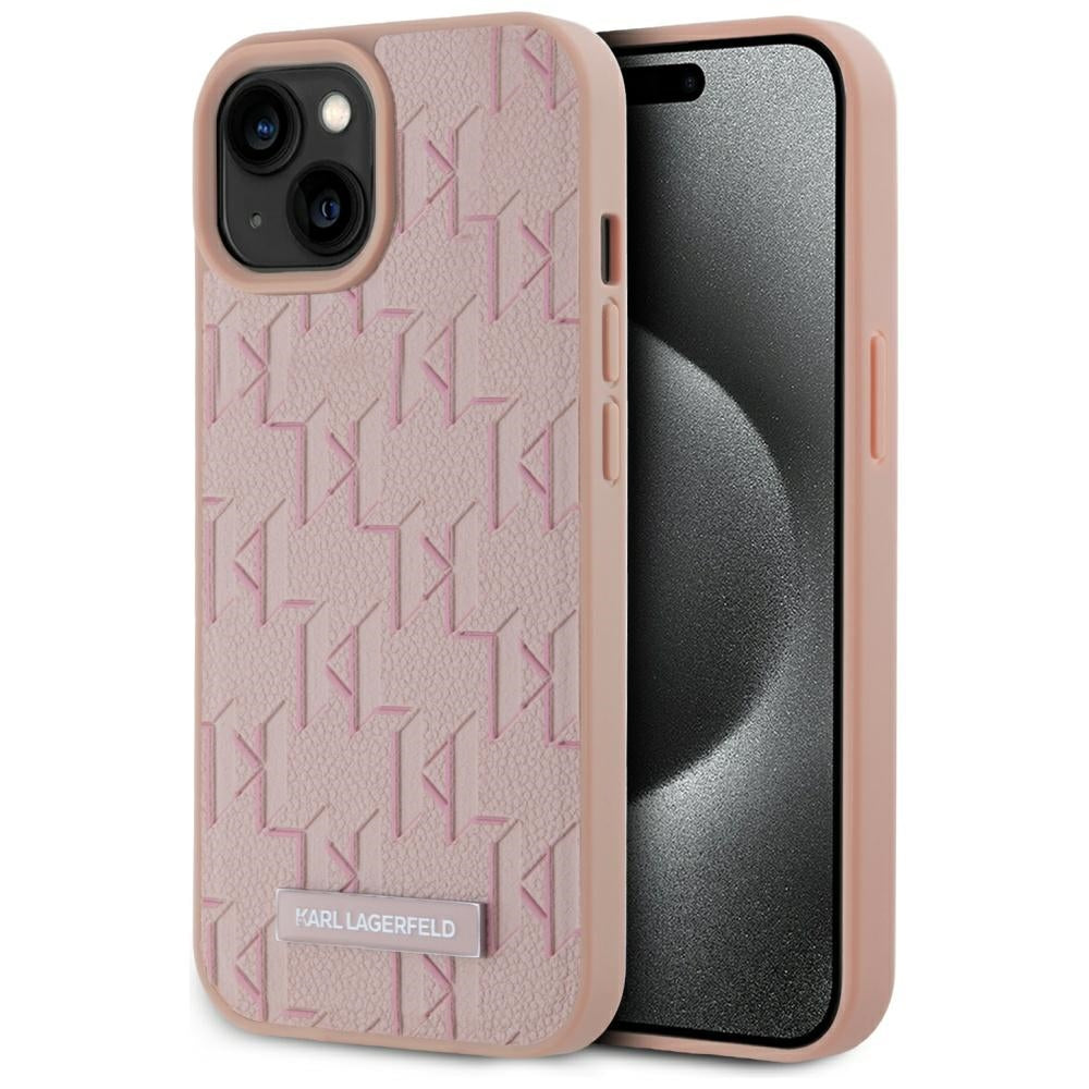 Pouzdro MagSafe pro Apple iPhone 15, Karl Lagerfeld, Hot Stamp, Růžové