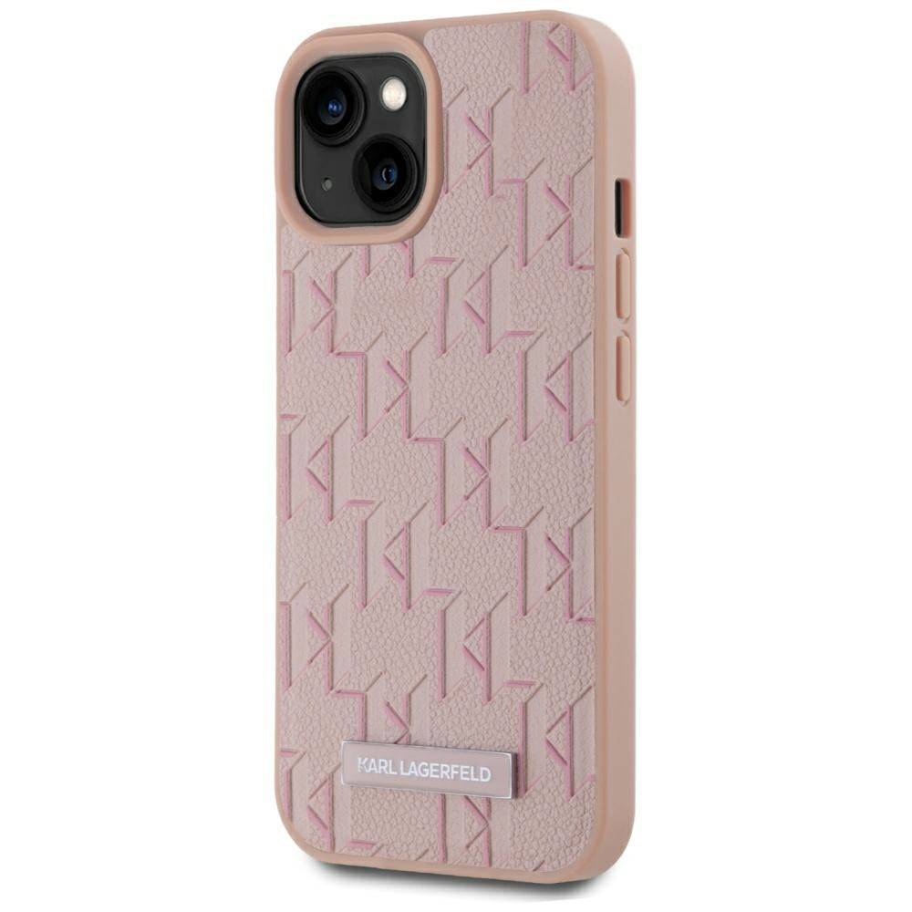 Pouzdro MagSafe pro Apple iPhone 15, Karl Lagerfeld, Hot Stamp, Růžové