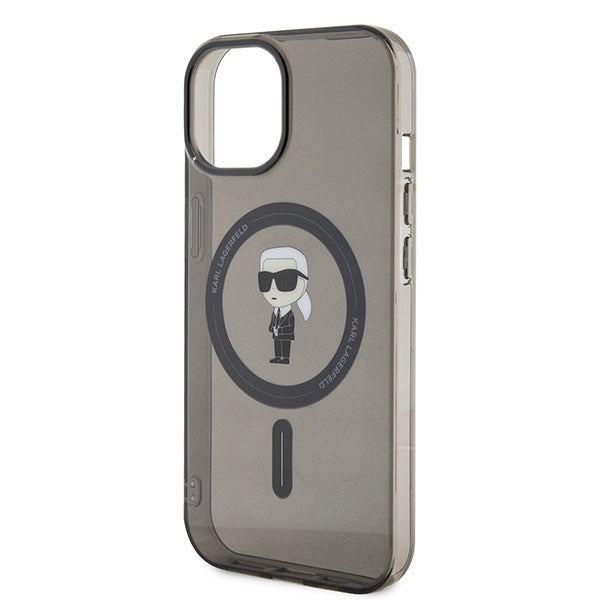 MagSafe Case for Apple iPhone 15, Karl Lagerfeld, IML Ikonik Karl, Black