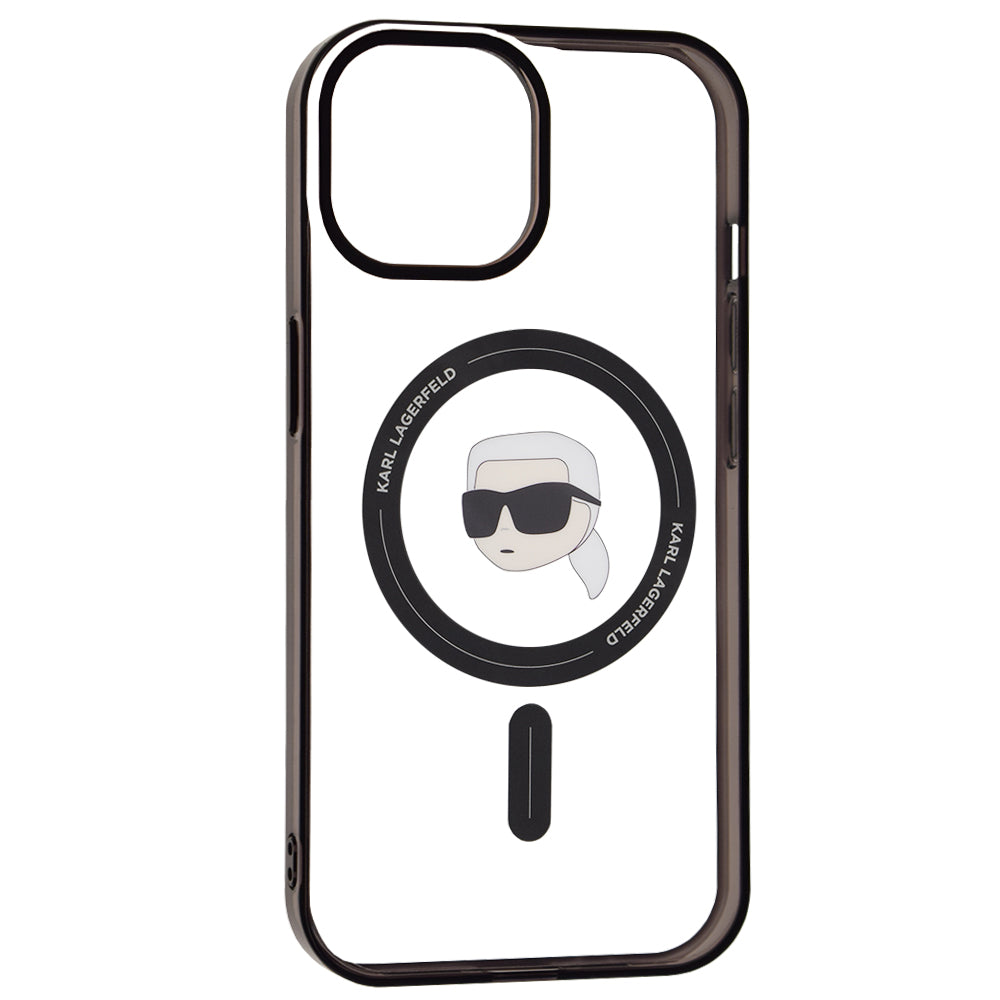 Pouzdro MagSafe pro Apple iPhone 15, Karl Lagerfeld, IML Karl's Head, Průhledné
