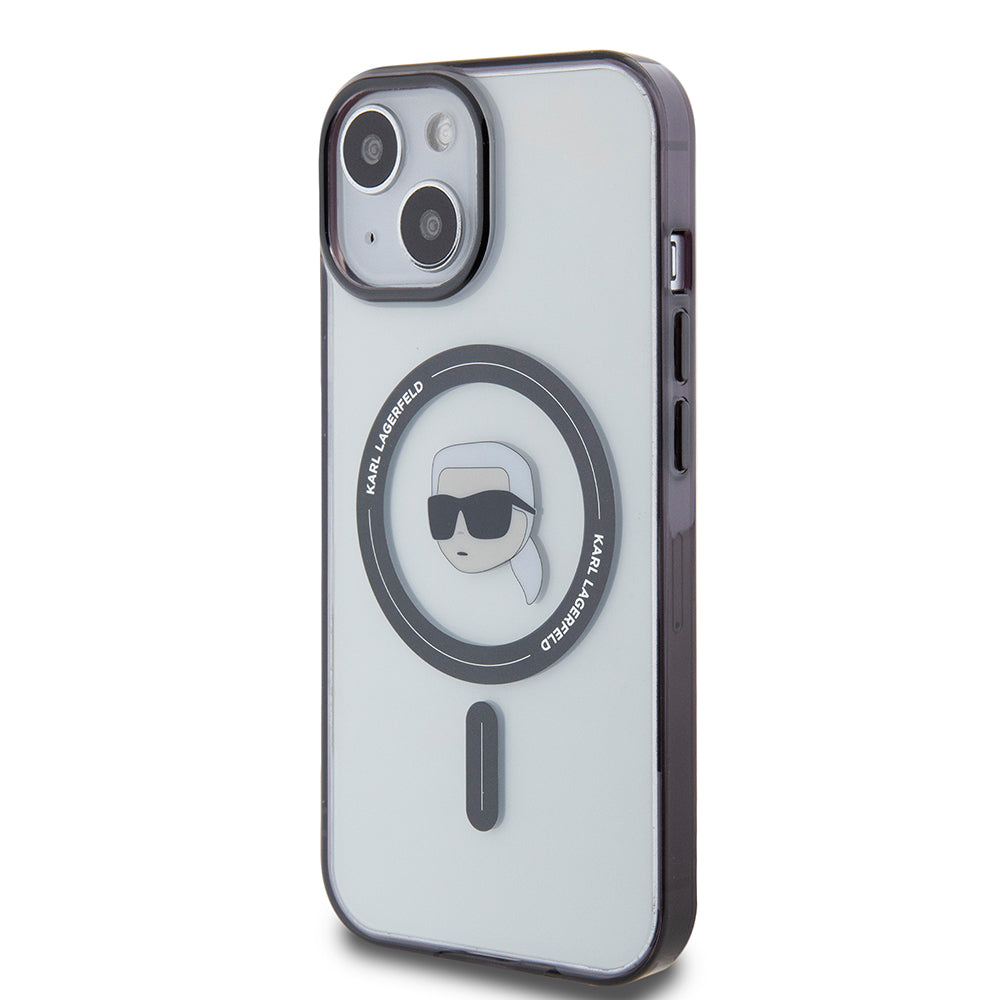 Pouzdro MagSafe pro Apple iPhone 15, Karl Lagerfeld, IML Karl's Head, Průhledné