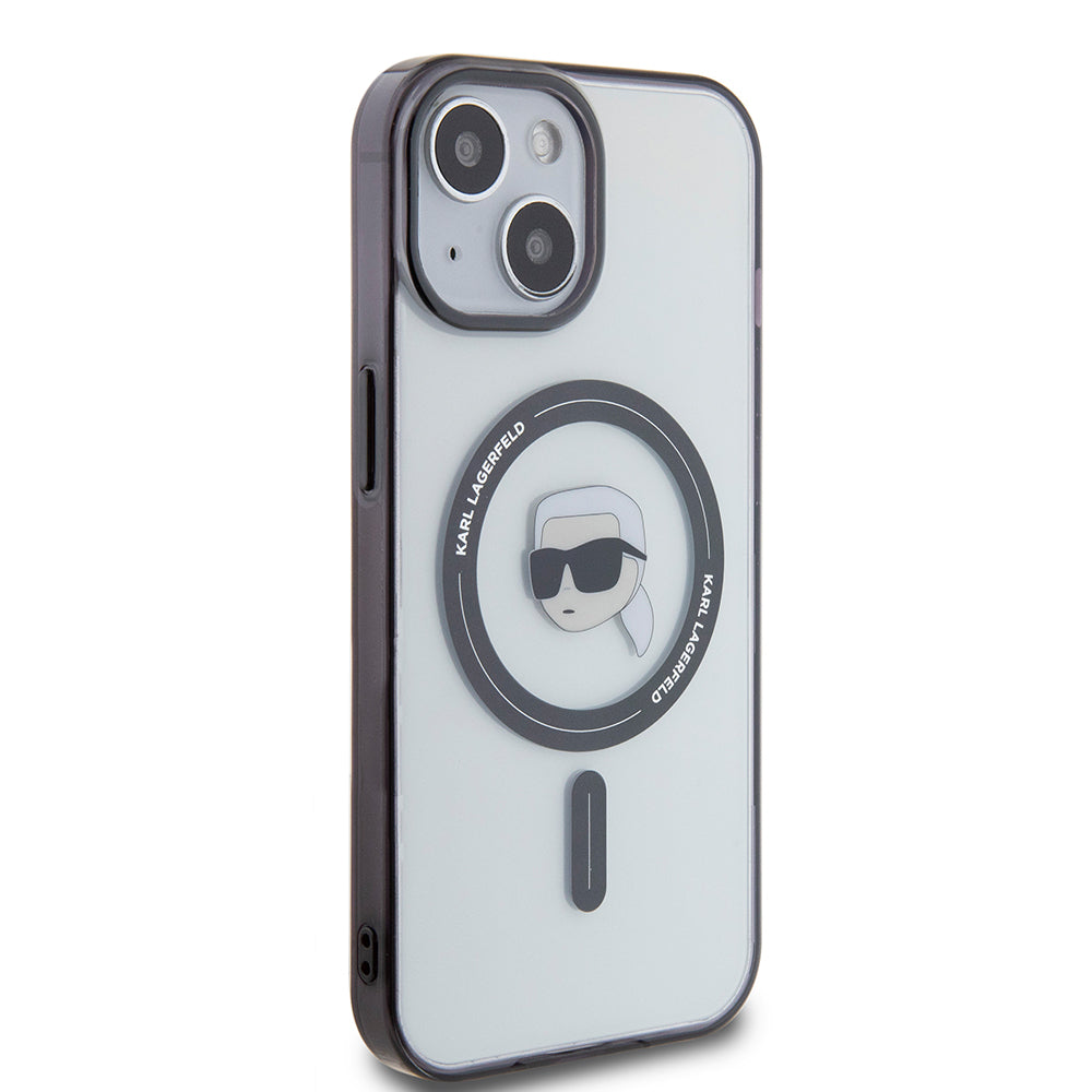 Pouzdro MagSafe pro Apple iPhone 15, Karl Lagerfeld, IML Karl's Head, Průhledné