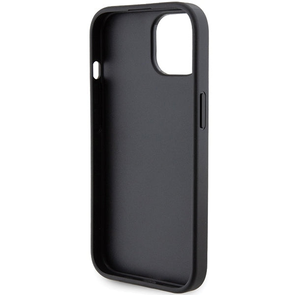 Pouzdro MagSafe pro Apple iPhone 15, Karl Lagerfeld, Saffiano Gripstand Choupette, Černá