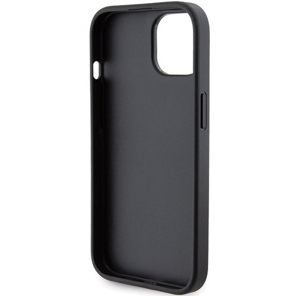 Pouzdro MagSafe pro Apple iPhone 15, Karl Lagerfeld, Saffiano Gripstand Karl & Choupette, Černá