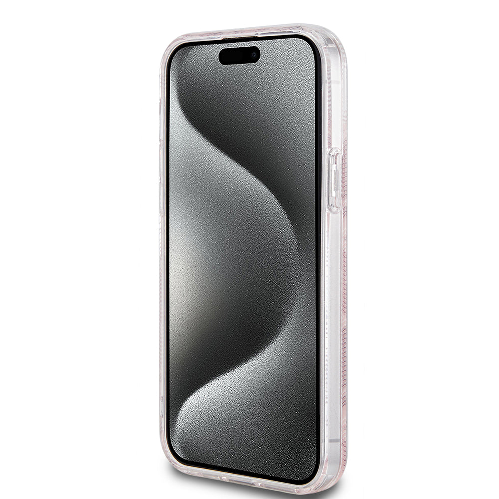 Pouzdro MagSafe pro Apple iPhone 15 Plus, Guess, IML Gcube, Růžové