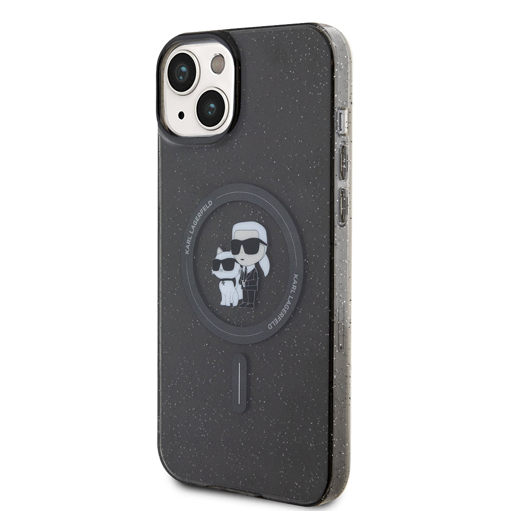 Pouzdro MagSafe pro Apple iPhone 15 Plus, Karl Lagerfeld, Glitter, Černá