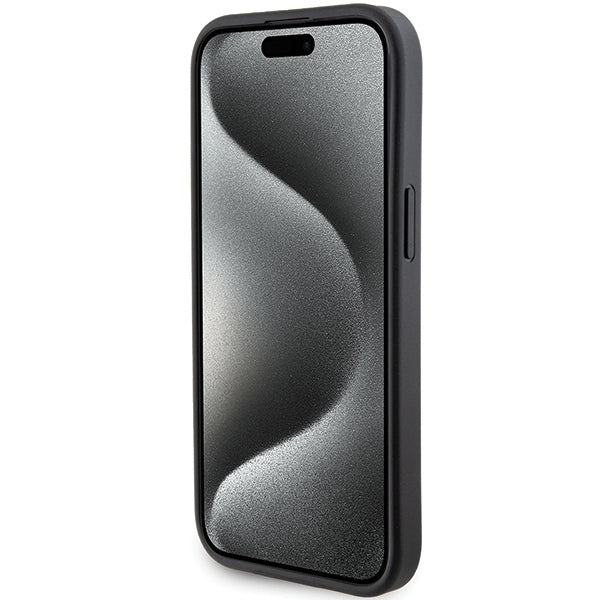 Pouzdro MagSafe pro Apple iPhone 15 Plus, Karl Lagerfeld, Saffiano Gripstand Choupette, Černá