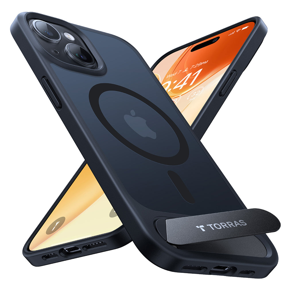 Pouzdro MagSafe pro Apple iPhone 15 Plus, Torras, Pstand, Černá