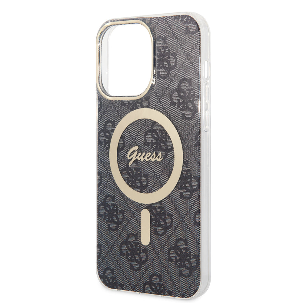 Pouzdro MagSafe pro Apple iPhone 15 Pro, Guess, 4G IML, Černé GUHMP15LH4STK