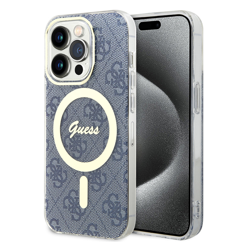 Pouzdro MagSafe pro Apple iPhone 15 Pro, Guess, IML 4G, Modrá
