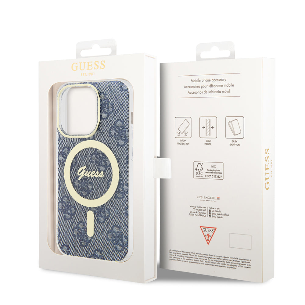 Pouzdro MagSafe pro Apple iPhone 15 Pro, Guess, IML 4G, Modrá