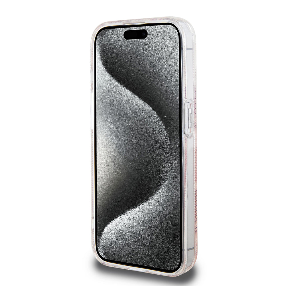 Pouzdro MagSafe pro Apple iPhone 15 Pro, Guess, IML Gcube, Růžové