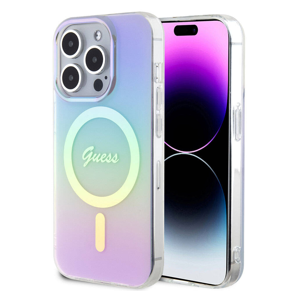 Pouzdro MagSafe pro Apple iPhone 15 Pro, Guess, IML Iridescent, Fialová