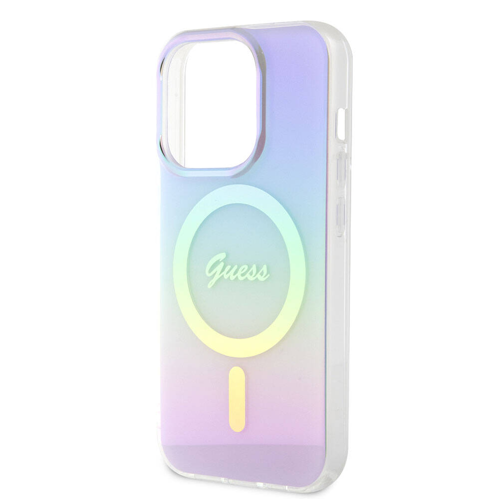 Pouzdro MagSafe pro Apple iPhone 15 Pro, Guess, IML Iridescent, Fialová