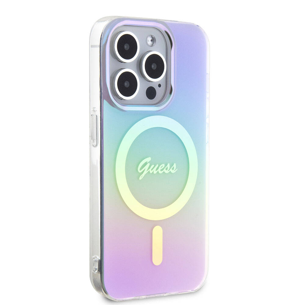 Pouzdro MagSafe pro Apple iPhone 15 Pro, Guess, IML Iridescent, Fialová