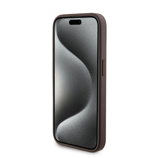 Pouzdro MagSafe pro Apple iPhone 15 Pro, Guess, Powerbank 4G Metal Logo, Hnědá