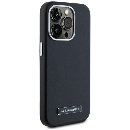 Pouzdro MagSafe pro Apple iPhone 15 Pro, Karl Lagerfeld, FW Metal Plate, Černá