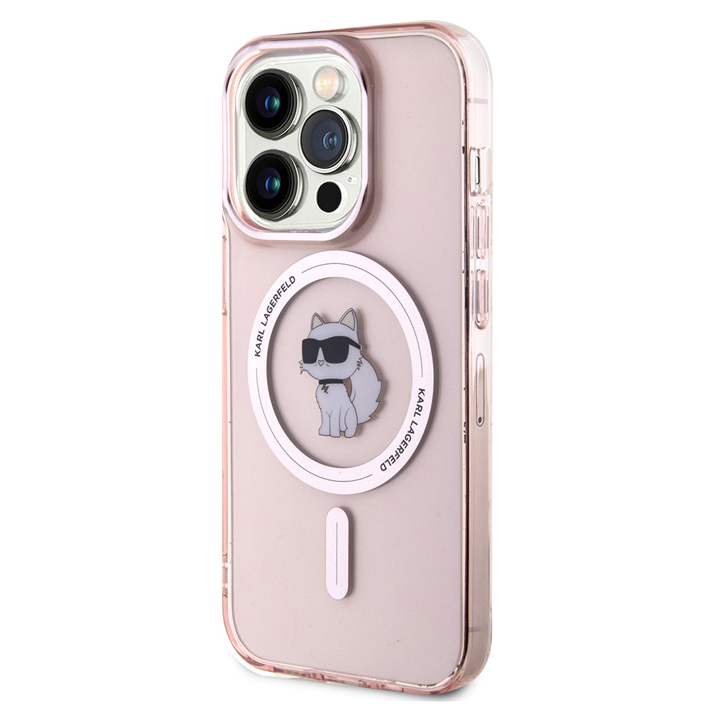Pouzdro MagSafe pro Apple iPhone 15 Pro, Karl Lagerfeld, IML Choupette, Růžová