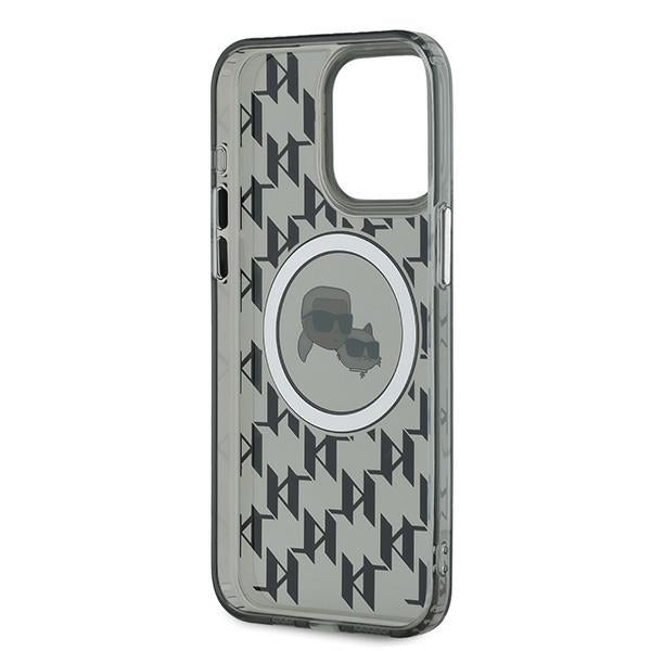Pouzdro MagSafe pro Apple iPhone 15 Pro, Karl Lagerfeld, IML Monogram Karl & Choupette's Heads, Černá