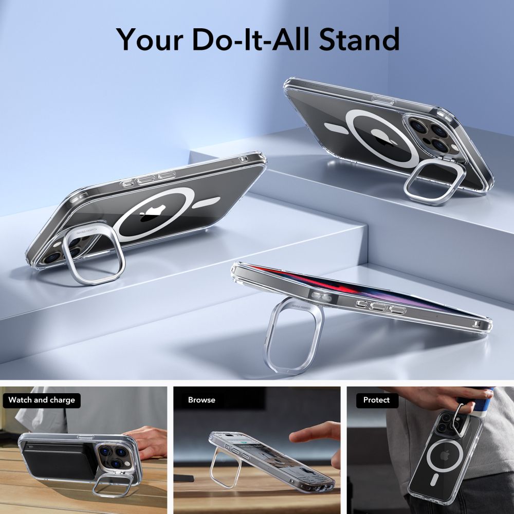 MagSafe pouzdro pro Apple iPhone 15 Pro Max, ESR, Classic Hybrid Kickstand, Transparentní