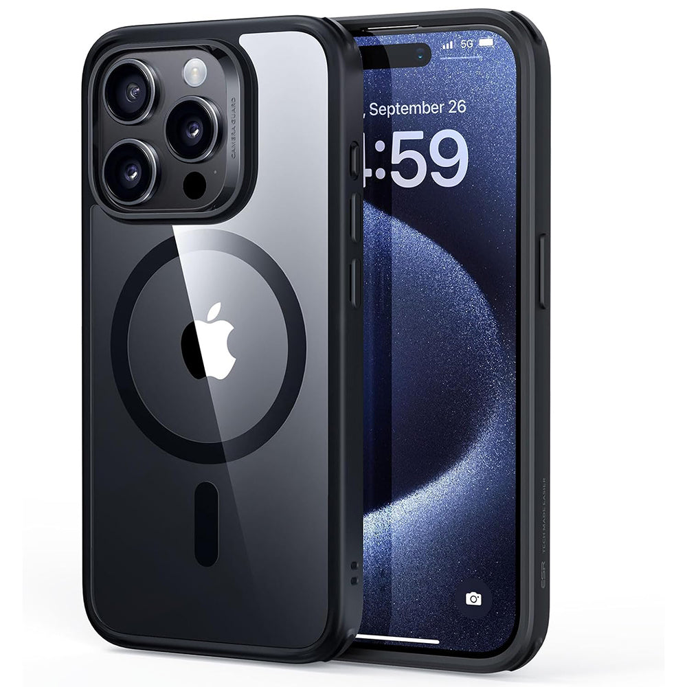 Pouzdro MagSafe pro Apple iPhone 15 Pro Max, ESR, Classic Hybrid, Černé Transparentní