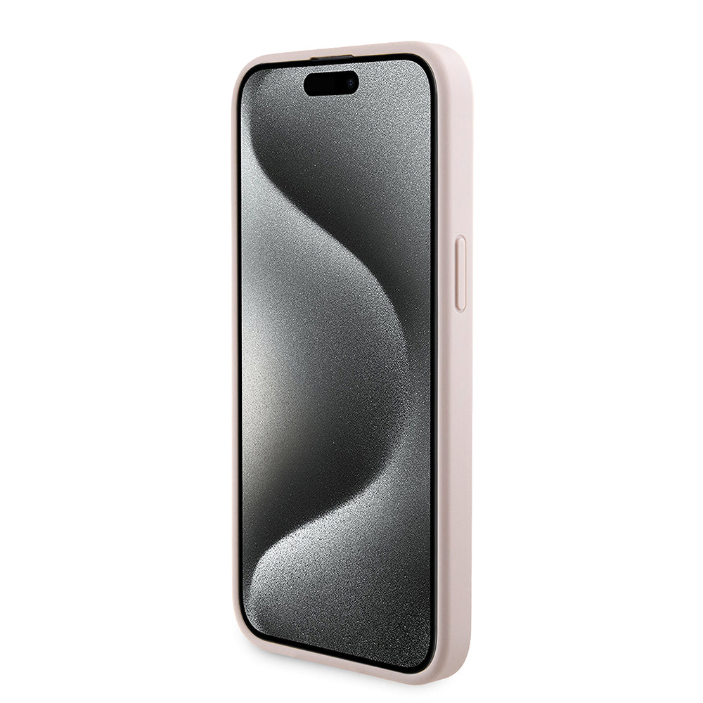 Pouzdro MagSafe pro Apple iPhone 15 Pro Max, Guess, Powerbank 4G Metal Logo, Růžové