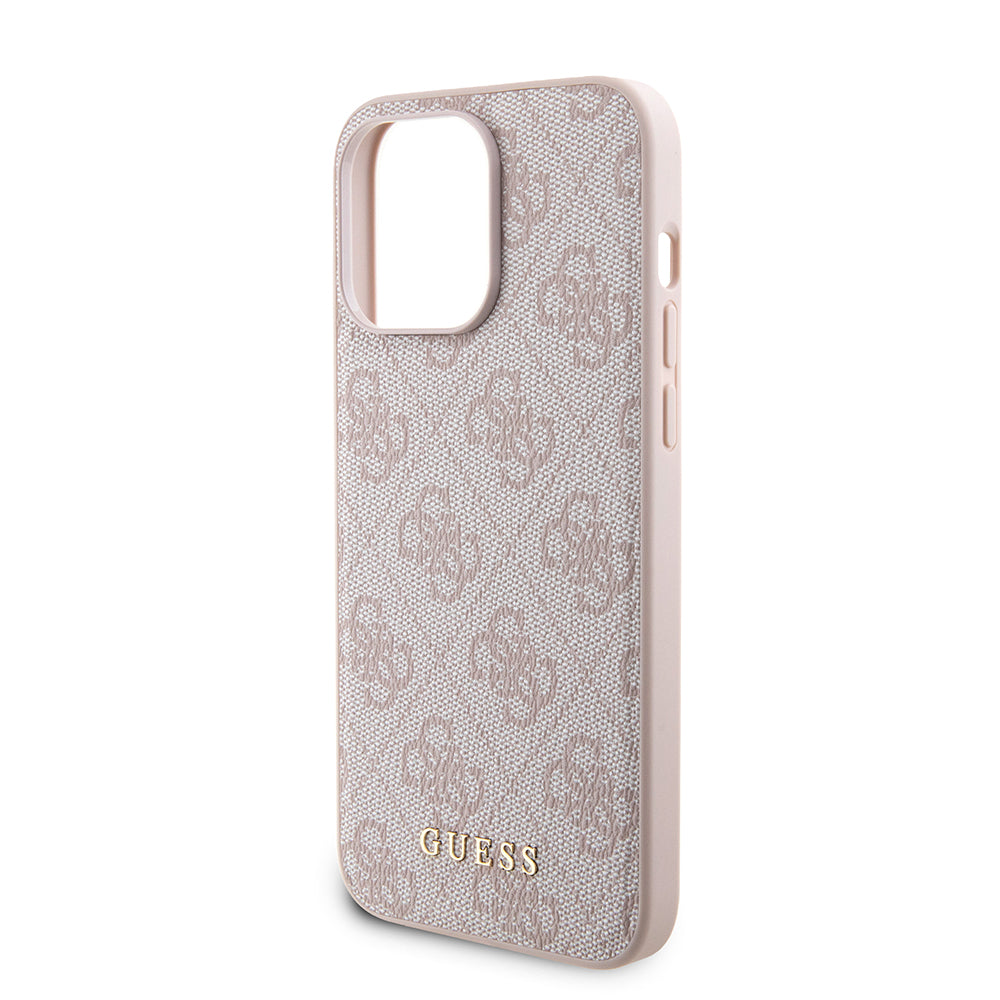 Pouzdro MagSafe pro Apple iPhone 15 Pro Max, Guess, Powerbank 4G Metal Logo, Růžové
