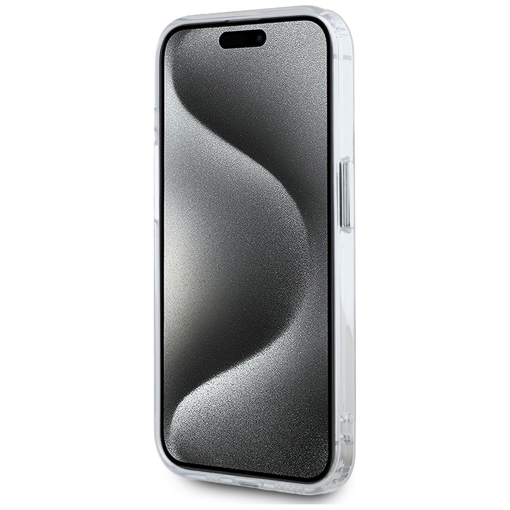 Pouzdro MagSafe pro Apple iPhone 15 Pro Max, Karl Lagerfeld, IML Metal Karl's Head, Bílá