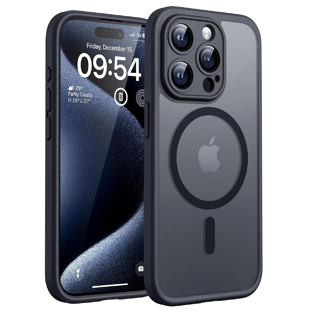 MagSafe pouzdro pro Apple iPhone 15 Pro, Techsuit, PureFrost, Černá saténová