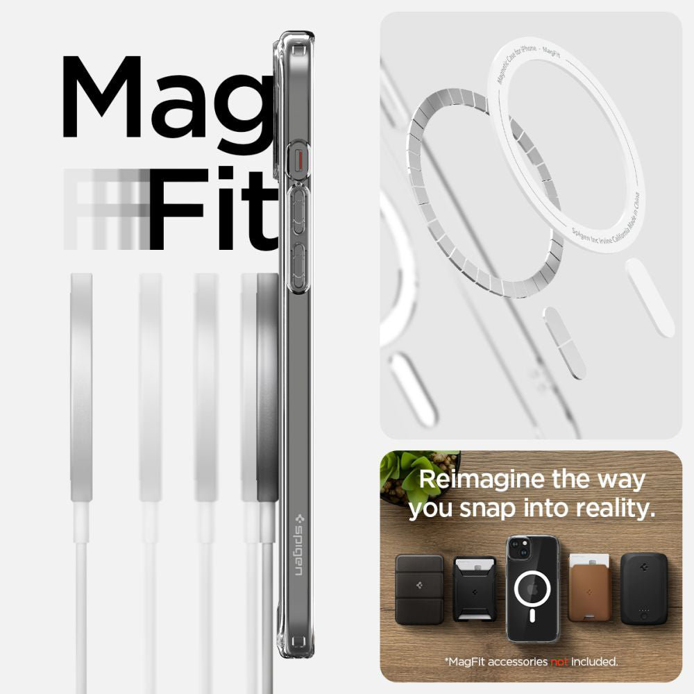 MagSafe pouzdro pro Apple iPhone 15, Spigen, Ultra Hybrid, bílé ACS06802